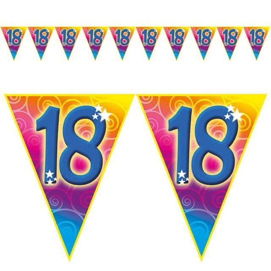 Baner flagi, 18. Urodziny Rainbow Swirl, niebiesko-różowy, 5 m Funny Fashion