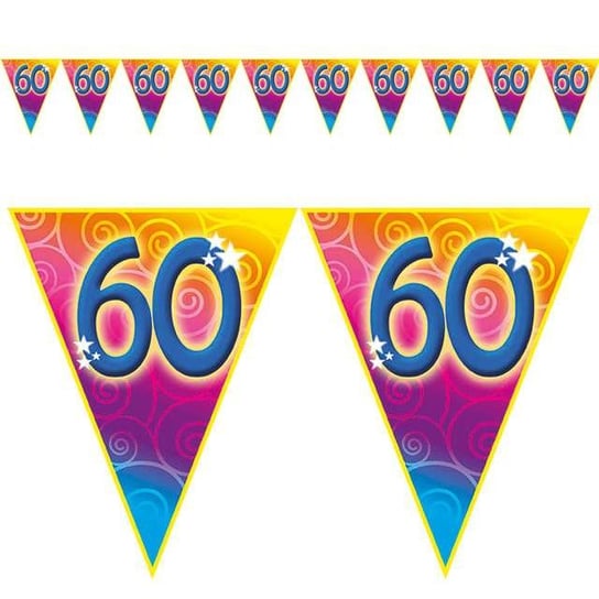 Baner flagi, 60. Urodziny Rainbow Swirl, niebiesko-różowy, 5 m Funny Fashion