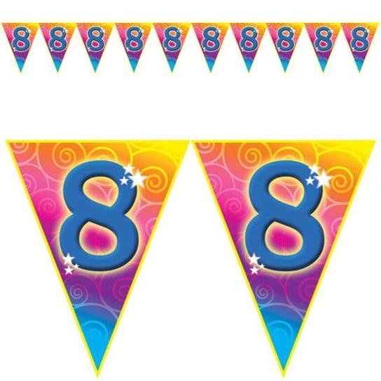 Baner flagi, 8. Urodziny Rainbow Swirl, niebiesko-różowy, 5 m Funny Fashion