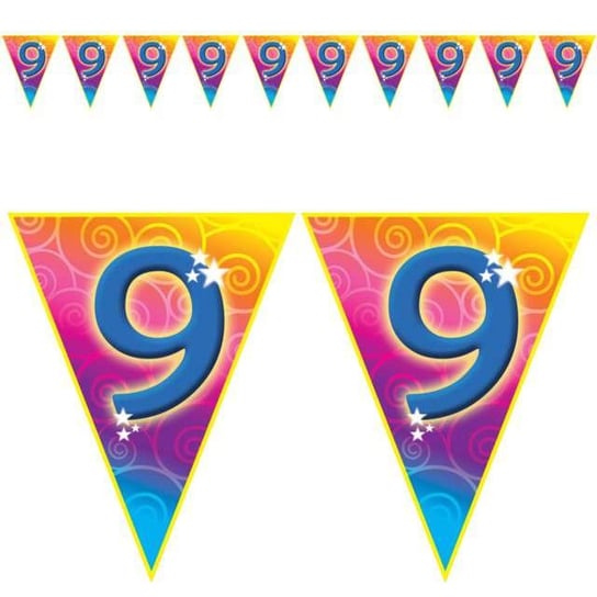 Baner flagi, 9. Urodziny Rainbow Swirl, niebiesko-różowy, 5 m Funny Fashion