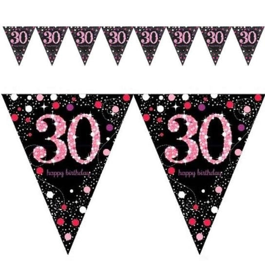 Baner flagi, Urodziny 30, różowo-czarny, 4 m Amscan