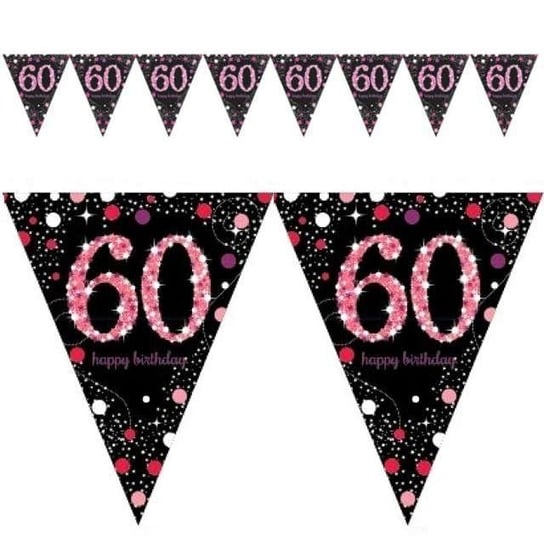 Baner flagi, Urodziny 60, różowo-czarny, 4 m Amscan