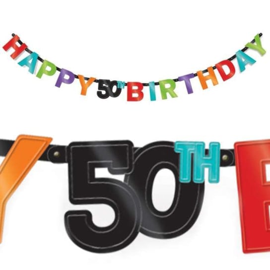 Baner, Happy 50th Birthday, czarno-czerwony, 213 cm Amscan