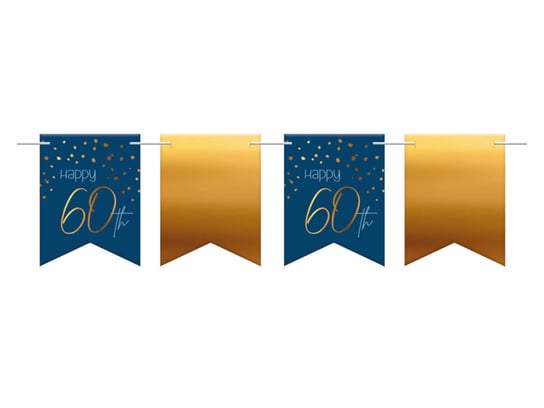 Baner Happy 60th granatowo-złoty - 600 cm - 1 szt. Folat