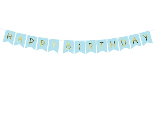 Baner Happy Birthday, jasny niebieski, 15 x 175 cm PartyDeco
