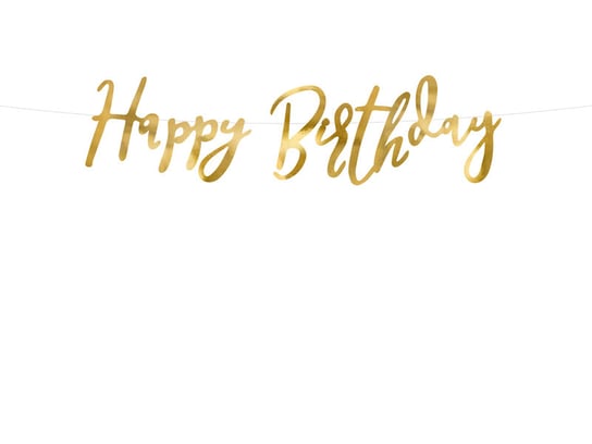 Baner Happy Birthday, złoty, 16.5x62 cm PartyDeco
