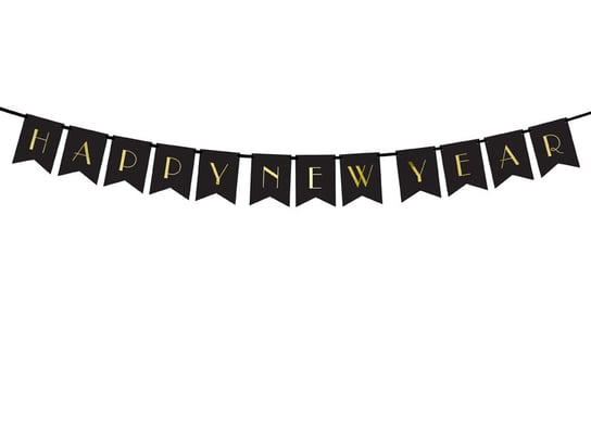 Baner Happy New Year, czarny, 15 x 170 cm PartyDeco