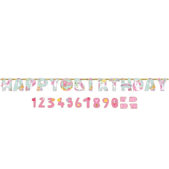 Baner Jednorożec - Happy Birthday 3,2m pastelowy Amscan