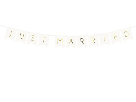 Baner, Just Married, biały, 15 x 155 cm PartyDeco