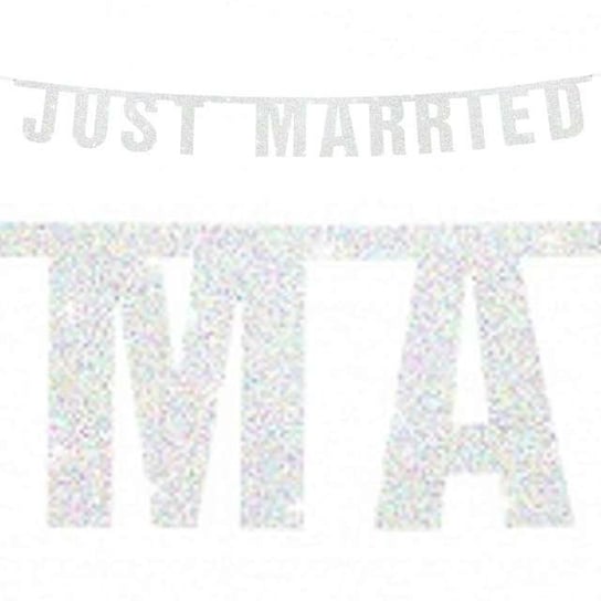 Baner, Just Married, srebrny, 170 cm PartyDeco