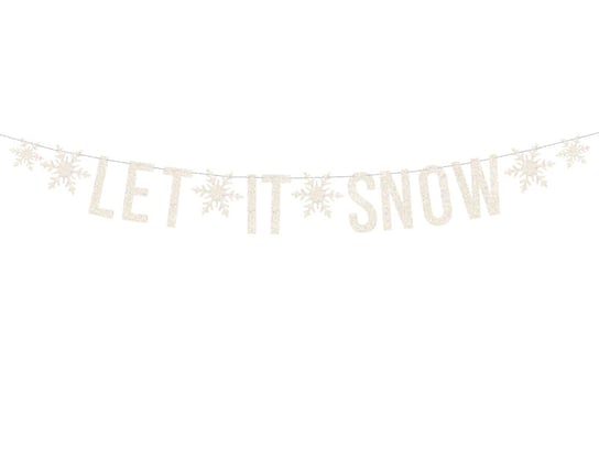 Baner Let it snow, biały, 13x170 cm PartyDeco