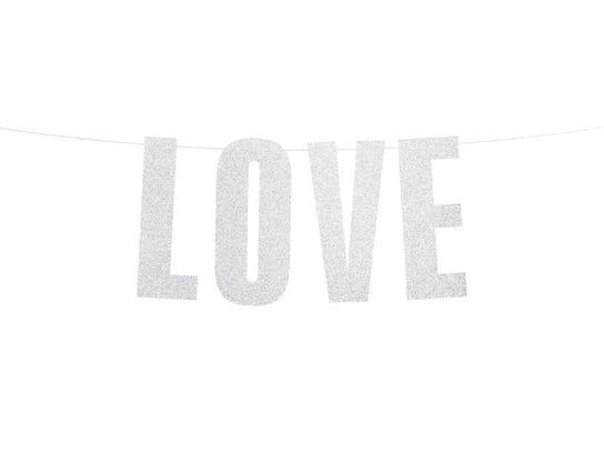 Baner Love, srebrny PartyDeco