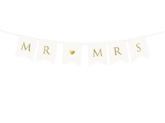 Baner Mr Mrs, Biały, 15 X 85 Cm (1 Karton / 50 Op.) PartyDeco