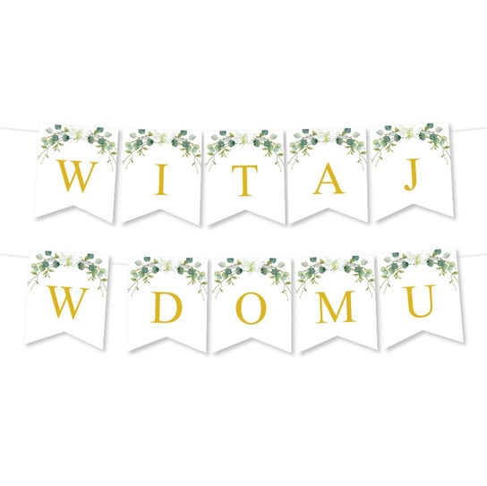 BANER napis Witaj w Domu - Proste Litery Biała Lilia Girlanda OCHprosze