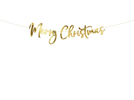 Baner papierowy, Merry Christmas, złoty, 83x21,5 cm PartyDeco