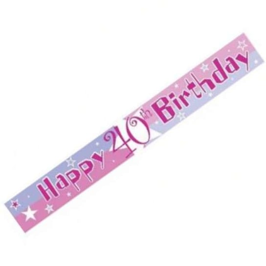 Baner taśma, Urodziny 40, różowy, 365 cm Amscan