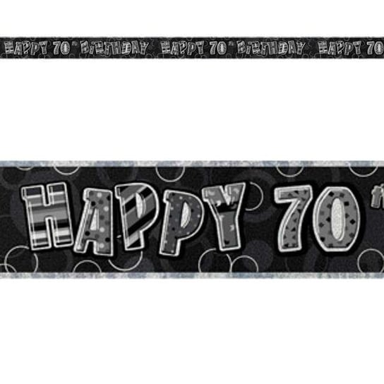 Baner taśma, Urodziny 70, czarno-srebrny, 365 cm Unique