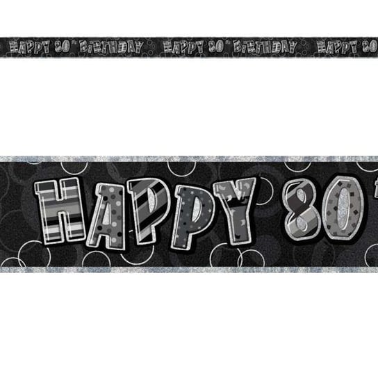 Baner taśma, Urodziny 80, czarno-srebrny, 365 cm Unique