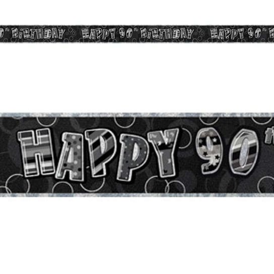 Baner taśma, Urodziny 90, czarno-srebrny, 365 cm Unique