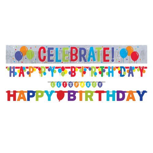 Baner urodzinowy "Happy Birthday" kolorowy 4 sztuki Amscan