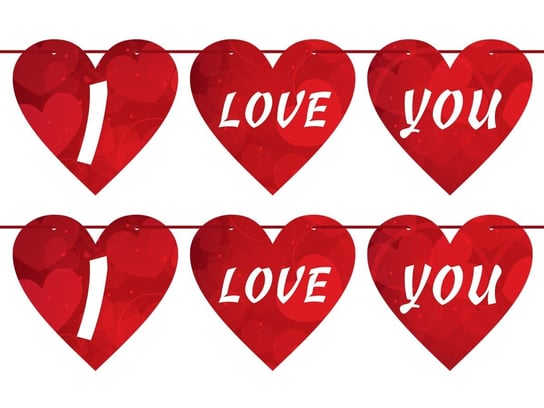 Baner wiszący serca I Love You na Walentynki - 8m Congee.pl