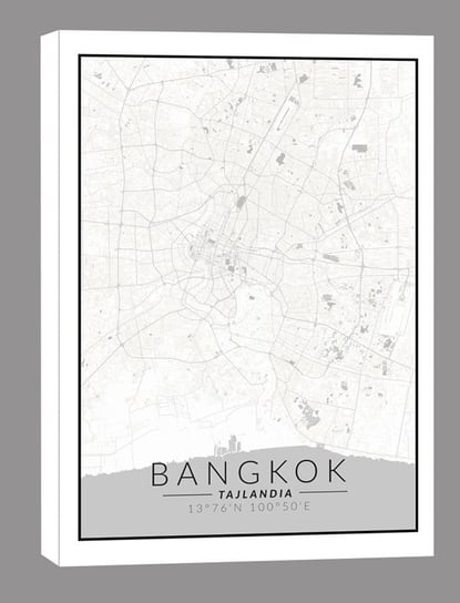 Bangkok mapa czarno biała – obraz na płótnie 20x30 cm Inna marka