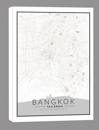 Bangkok mapa czarno biała – obraz na płótnie 40x50 cm Inna marka