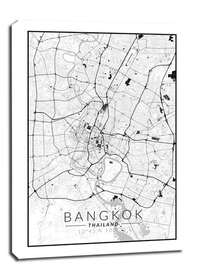 Bangkok mapa czarno biała - obraz na płótnie 40x50 cm Galeria Plakatu