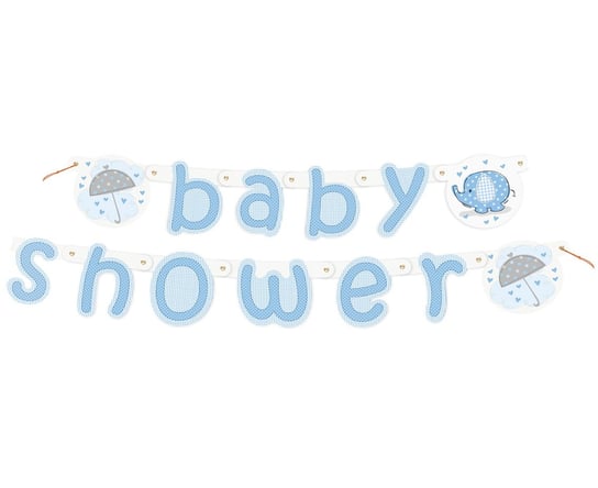 Banner, Baby Shower, Słonik, niebieski GODAN