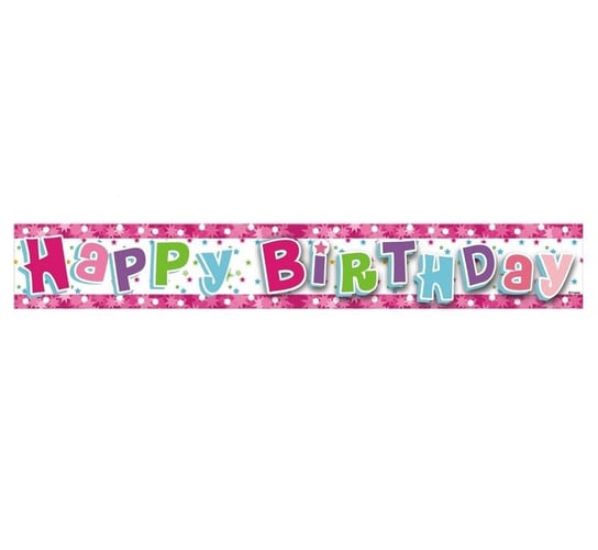 Banner Happy Birthday, różowy, 180 cm GoDan