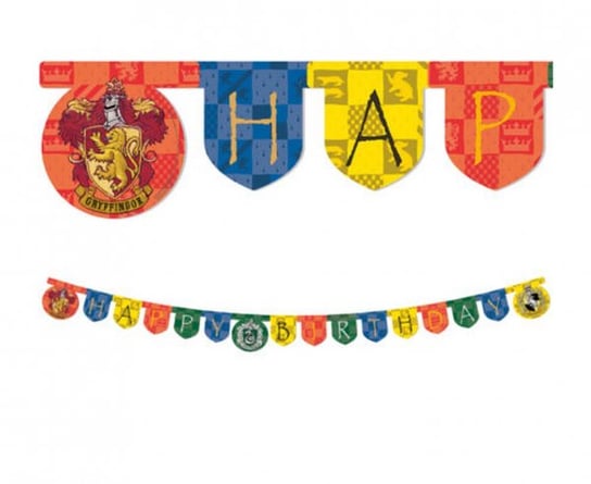Banner Harry Potter Hogwarts Houses-Happy Birthday Procos