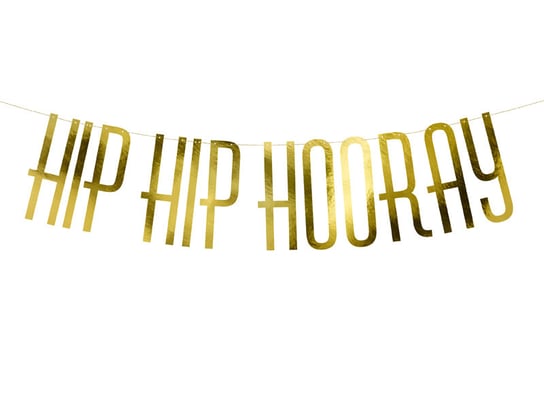 Banner Hip Hip Hooray, gold, 15x120 cm PartyDeco