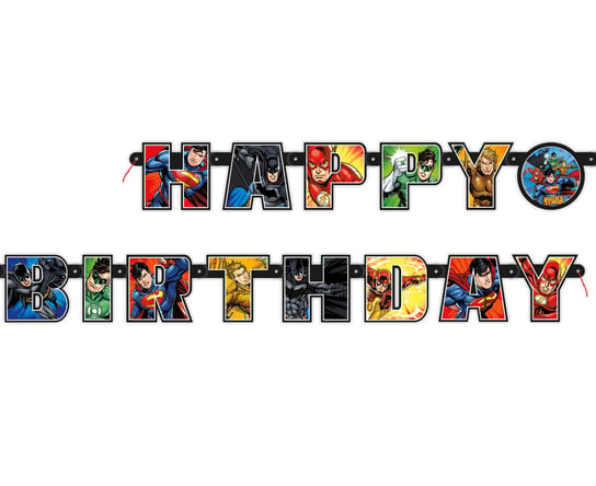 Banner "Justice League-Happy Birthday" Unique Party