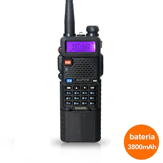 Baofeng UV-5R 5W dwupasmowy radiotelefon (duobander) 2m + 70cm (do 520 MHz) w kolorze czarnym z baterią 3800 mAh Inny producent