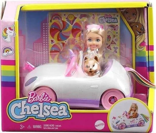Barbie Chelsea + autko i piesek Mattel