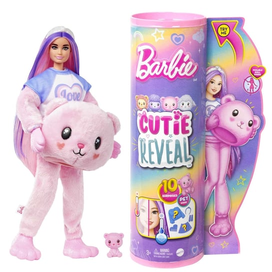 Barbie Cutie Reveal, Lalka, Miś, HKR04 Barbie