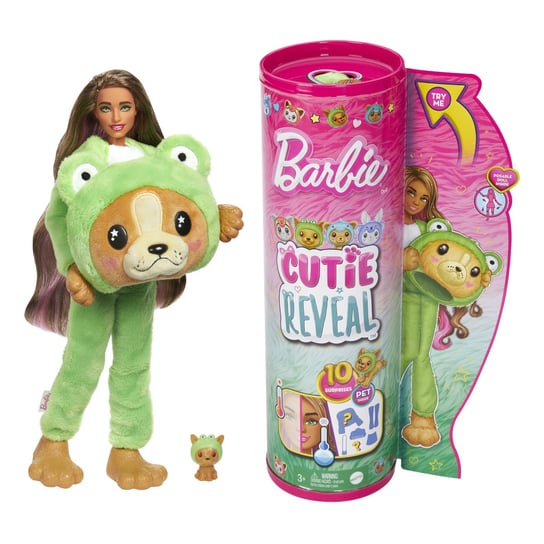 Barbie Cutie Reveal Lalka Piesek-Żaba Seria KostiuMalezja Zwierzaczki Mattel