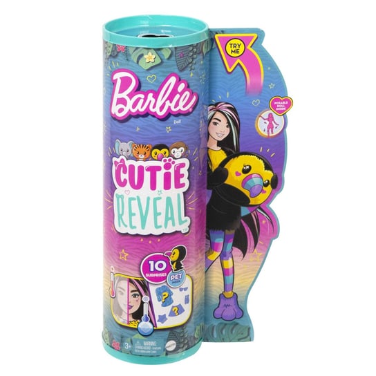 Barbie Cutie Reveal Tukan Lalka Seria Dżungla, HKR00 Barbie
