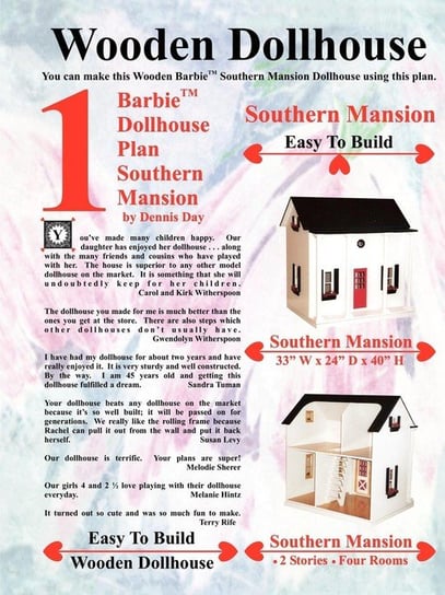 Barbie Dollhouse Plan Southern Mansion Dennis Day