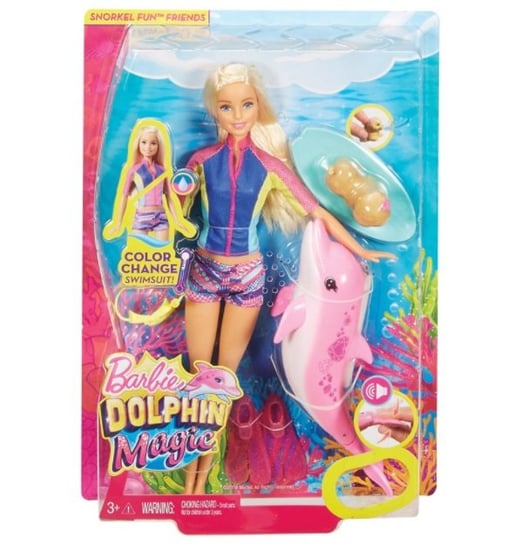 Barbie Dolphin Magic, lalka i zestaw nurkowanie z delfinem, FBD63 Barbie