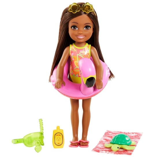 Barbie Dreamhouse Adventures Chelsea Wakacyjna lalka + akcesoria Brązowe włosy Barbie