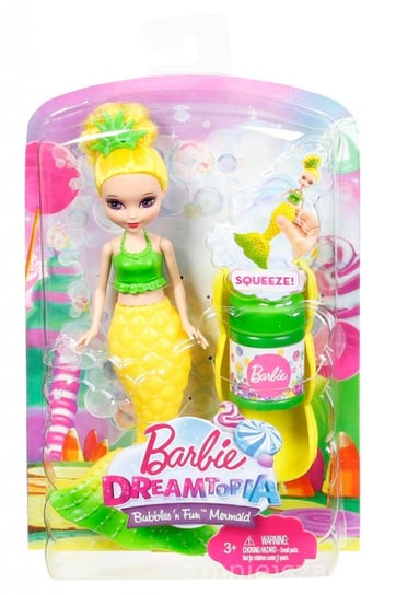 Barbie Dreamtopia, lalka mała syrenka Ananasowa z bąbelkowym ogonkiem Barbie