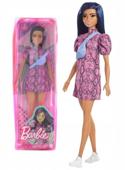 Barbie Fashionistas, lalka Modna przyjaciółka, wężowa sukienka, czarne włosy Barbie