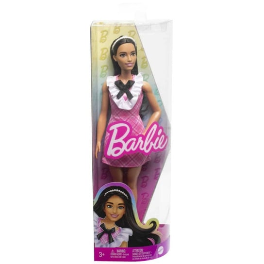 Barbie Fashionistas, lalka w różowej kraciastej sukience Barbie