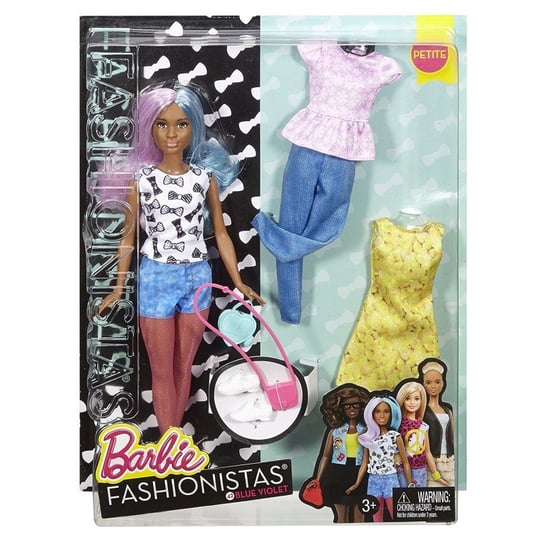 Barbie Fashionistas, lalka z ubrankami Blue Velvet, Petite Barbie