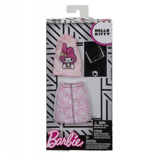 Barbie, Hello Kitty, komplet ubranek dla lalek z ulubieńcami, FKR66/FKR69 Barbie