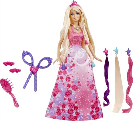Barbie, lalka Bajeczne fryzury księżniczki, zestaw, BCP41 Barbie