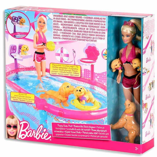 Barbie, lalka Basen pływających szczeniaków, zestaw, T2706 Barbie