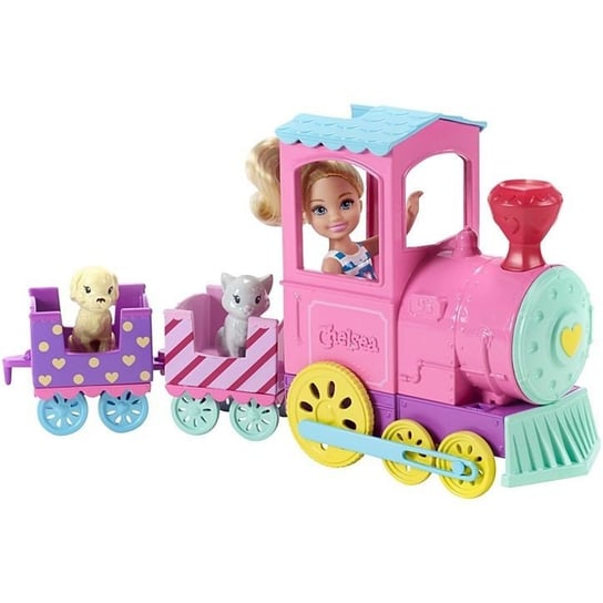 Barbie, lalka Chelsea z pociągiem, zestaw, FRL86 Barbie