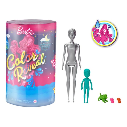 Barbie, lalka Color Reveal Pidżama Party, zestaw Barbie